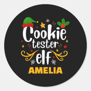 Tygraphy Cookie Tester Elf Family Matching Classic Round Sticker