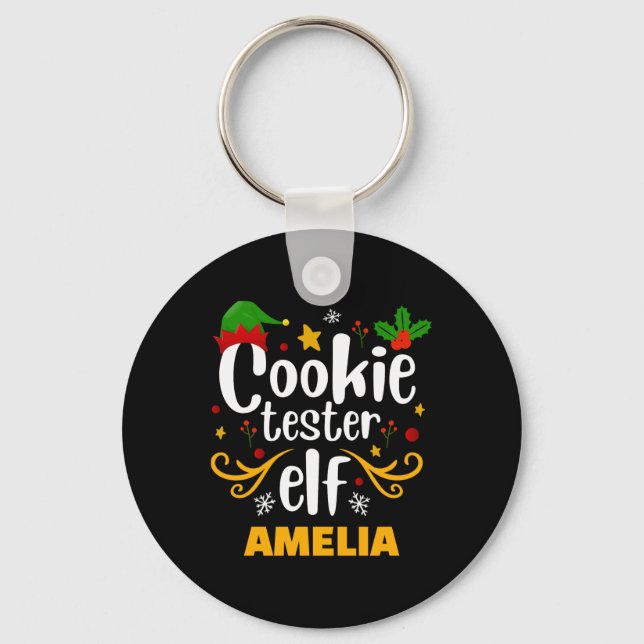 Tygraphy Cookie Tester Elf Family Matching T Shirt Key Ring (Front)