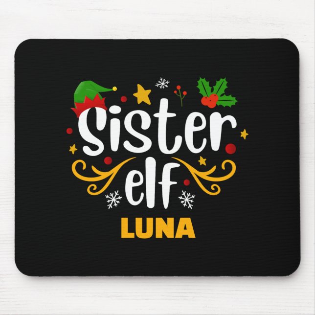 Tygraphy Sister Elf Fun Family Matching T Shirt  Mouse Pad (Front)