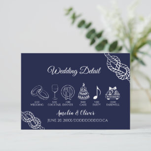 Tying Knot Nautical Rope White&Navy Wedding Detail Enclosure Card