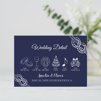 Tying Knot Nautical Rope White&Navy Wedding Detail Enclosure Card