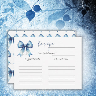Tying the Knot Blue Bow Bridal Shower Game Recipe Card