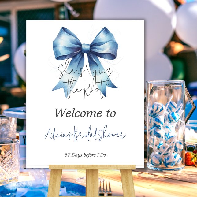 Tying the Knot Blue Bow Bridal Shower Welcome Poster (Creator Uploaded)