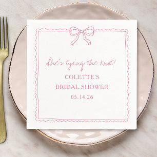 Tying the Knot Bow Hand Drawn Chic Bridal Shower Napkin