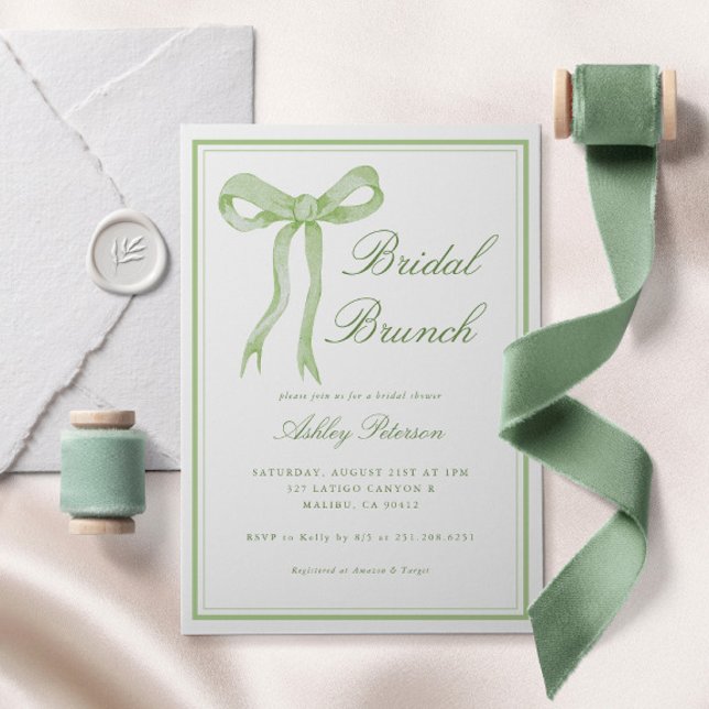 Tying The Knot Bridal Brunch Green Bridal Shower Invitation (Creator Uploaded)