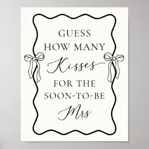 Tying the Knot Bridal Shower Guess How Many Kisses Poster