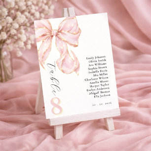 Tying the knot bridal shower Pink bow. Table Number