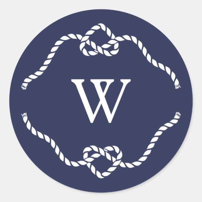 Tying the Knot Calligraphy Monogram Classic Round Sticker (Front)
