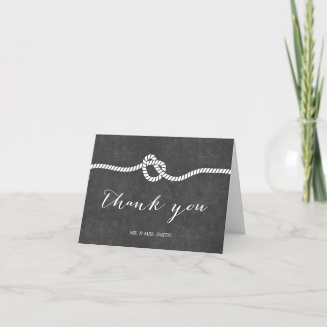 Tying the Knot Chalkboard Wedding Thank You Card (Front)