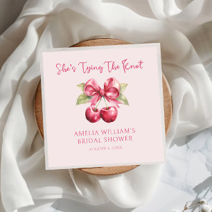 Tying the Knot Chic Coquette Cherry Bridal Shower Napkin