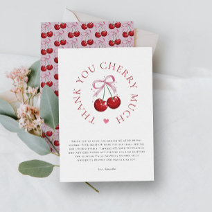 Tying the Knot Chic Modern Cherry Bridal Shower Thank You Card