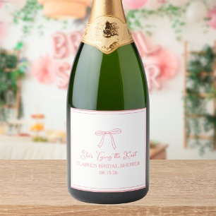 "Tying the Knot" Cute Fun Bow Bridal Shower Custom Sparkling Wine Label