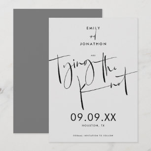 Tying the Knot Elegant Script Black Grey Save The Date