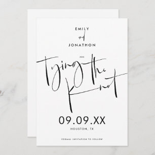 Tying the Knot Elegant Script Black White Save The Date