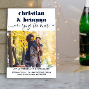 Tying the Knot Elegant Script Photo Engagement Invitation