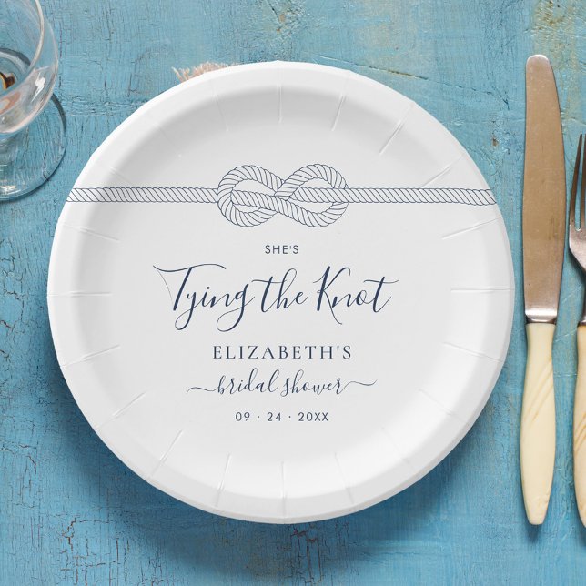 Tying the Knot Nautical Bridal Shower Paper Plate (Creator Uploaded)