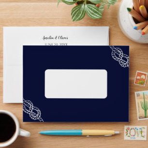 Tying The Knot Nautical Rope Navy & White Wedding Envelope