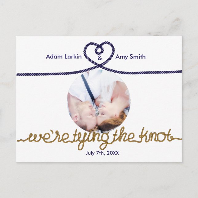 TYING THE KNOT Nautical Save Date Photo Postcard (Front)