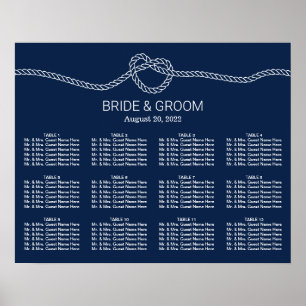 Tying the Knot Navy Blue Wedding Seating Chart