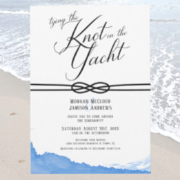 Tying the Knot on the Yacht Ocean Blue Watercolor  Invitation