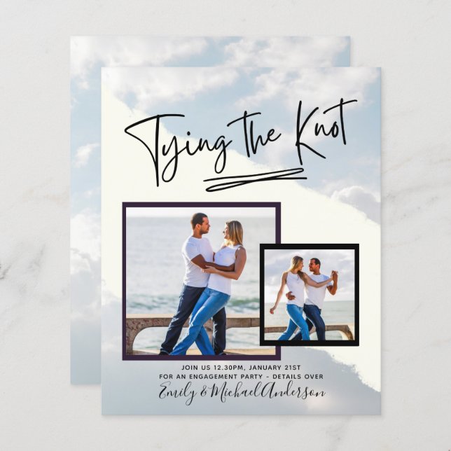 Tying The Knot - Photo Engagement Party Invitation (Front/Back)