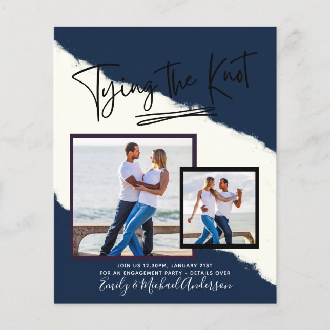 Tying The Knot - Photo Engagement Party Invitation Flyer (Front)
