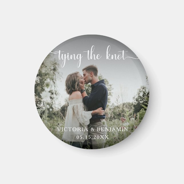 Tying the Knot Photo Overlay Modern Minimal Script Magnet (Front)