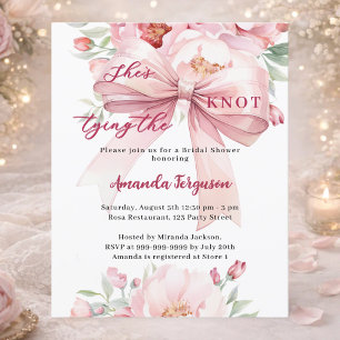 Tying the knot pink bow Bridal Shower invitation