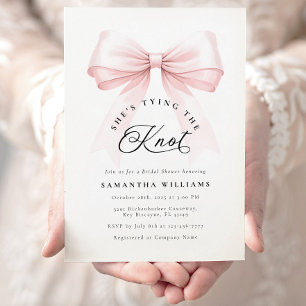 Tying the Knot Pink Bow Bridal Shower Invitation