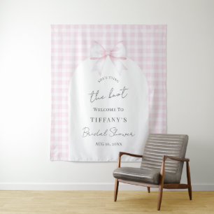 Tying The Knot Pink Bow Bridal Shower Welcome Tapestry
