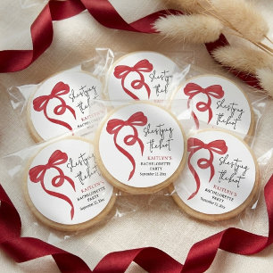 Tying the Knot Red Coquette Bow Bachelorette Party Classic Round Sticker