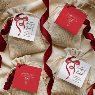 Tying the Knot Red Coquette Bow Bachelorette Party Favour Tags