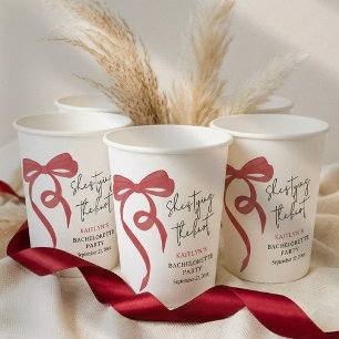 Tying the Knot Red Coquette Bow Bachelorette Party Paper Cups