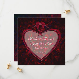 Tying the Knot Red Heart Rose Petals Save The Date