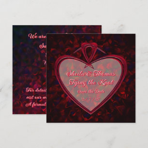 Tying the Knot Red Heart Rose Petals Save The Date