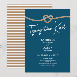 Tying the Knot Rope Coastal Blue Nautical Wedding Invitation