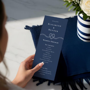 Tying The Knot Rope Heart Nautical Navy Wedding Programme