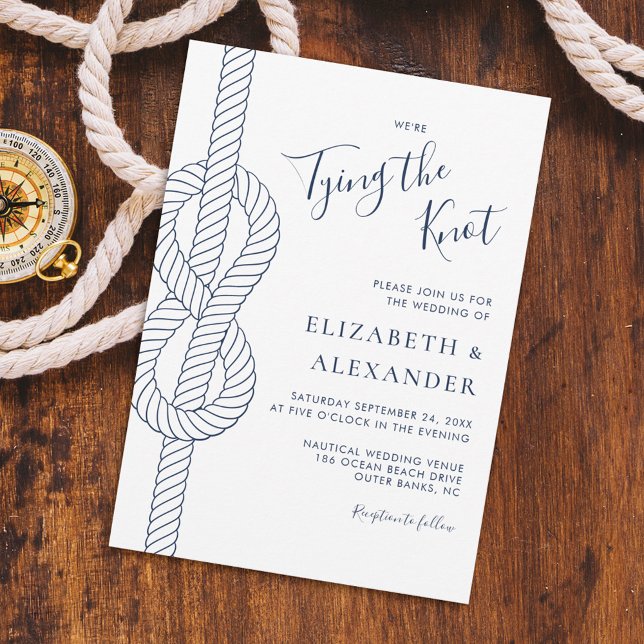 Tying The Knot Rope Nautical Wedding Invitation (Creator Uploaded)