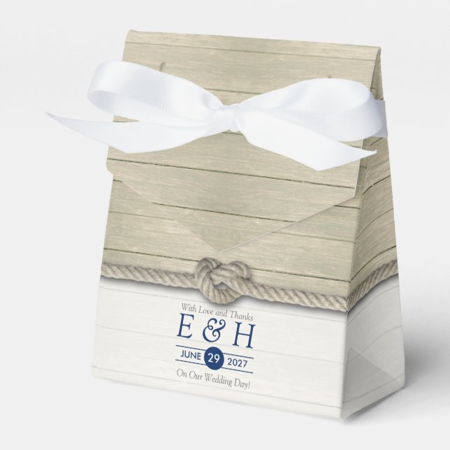 Tying The Knot Rustic Beach Wedding Favour Box (Front Side)