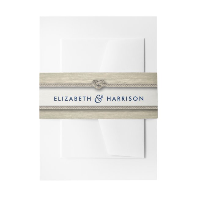 Tying The Knot Rustic Beach Wedding Invitation Belly Band (Front Example)