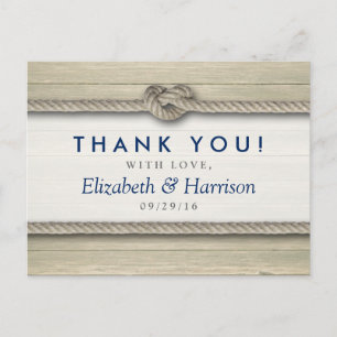 Tying The Knot Rustic Beach Wedding Thank You Postcard