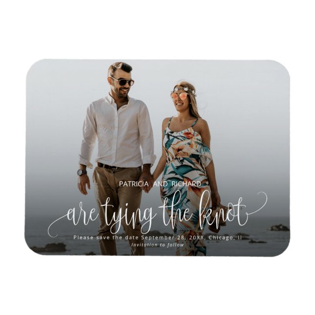 Tying The Knot Wedding Save The  Date Photo Magnet (Horizontal)