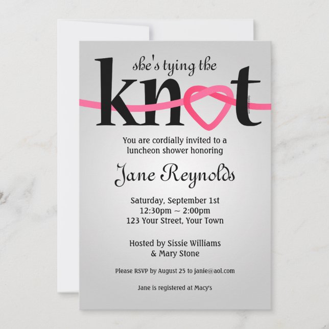Tying The Knot Wedding Shower Invitation (Front)