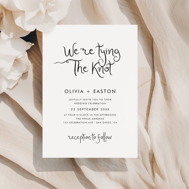 Tying the Knot Whimsical Handwritten Wedding Invitation (Creator Uploaded)