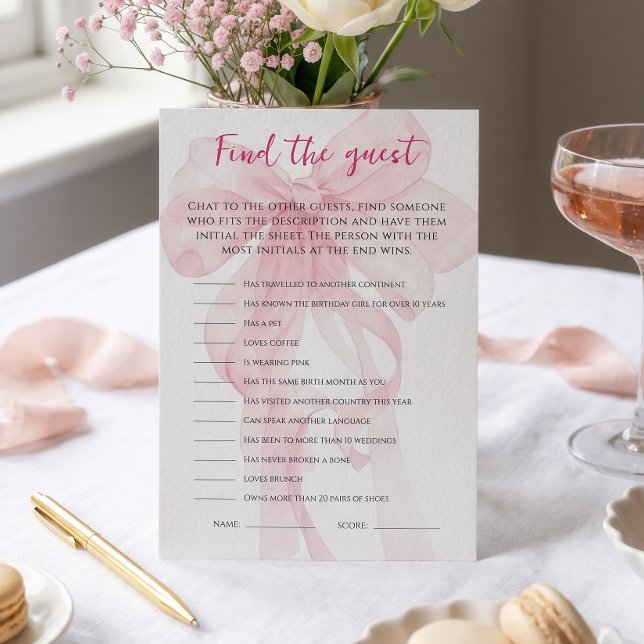 Tying Up 20s Pink Bow 30th Find Guest Game Invitation (Creator Uploaded)