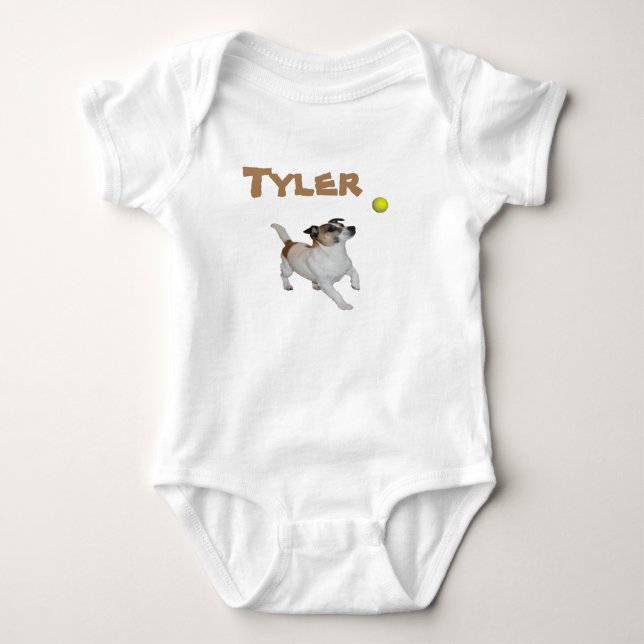 Tyler Name With Fox Terrier, Baby Bodysuit (Front)