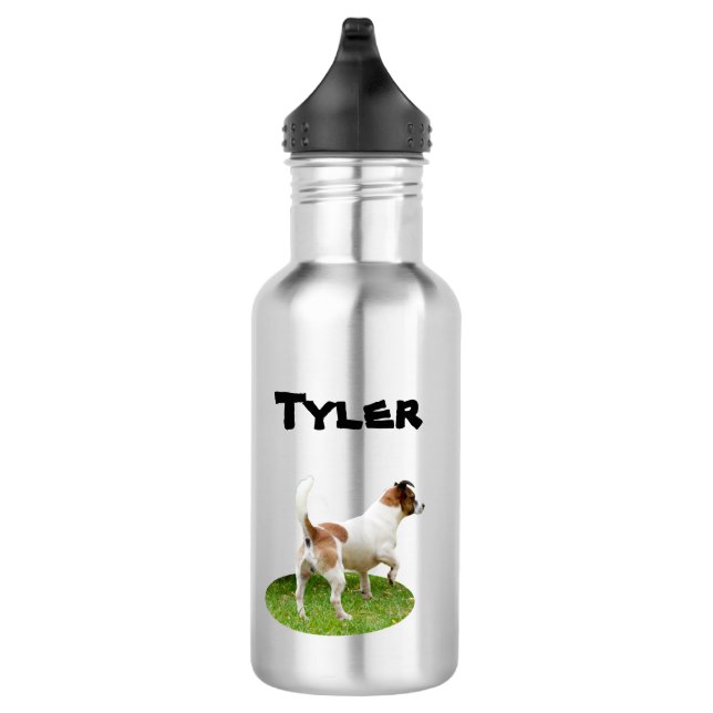 Tyler Name With Fox Terriers, Water Bottle (Right)