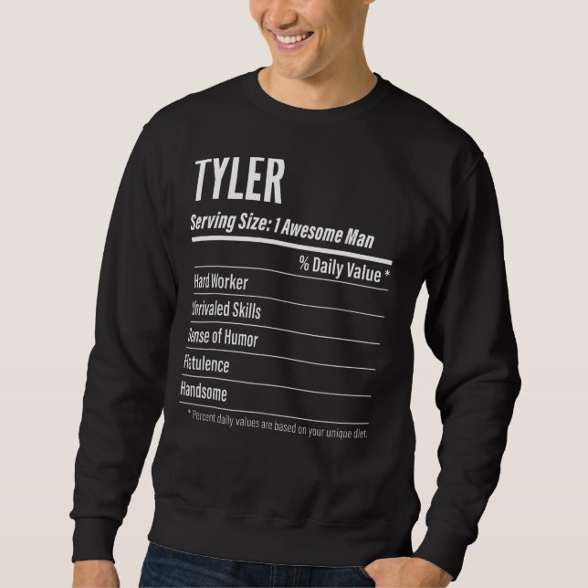 Tyler Serving Size Nutrition Label Calories Sweatshirt (Front)