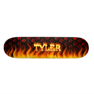 Tyler skateboard fire and flames design.