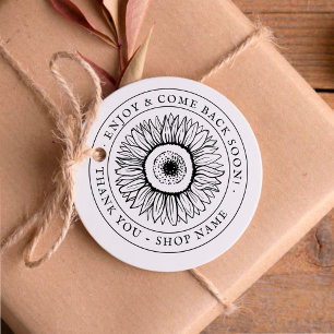 tylish Vintage Sunflower Small Business  Rubber Stamp